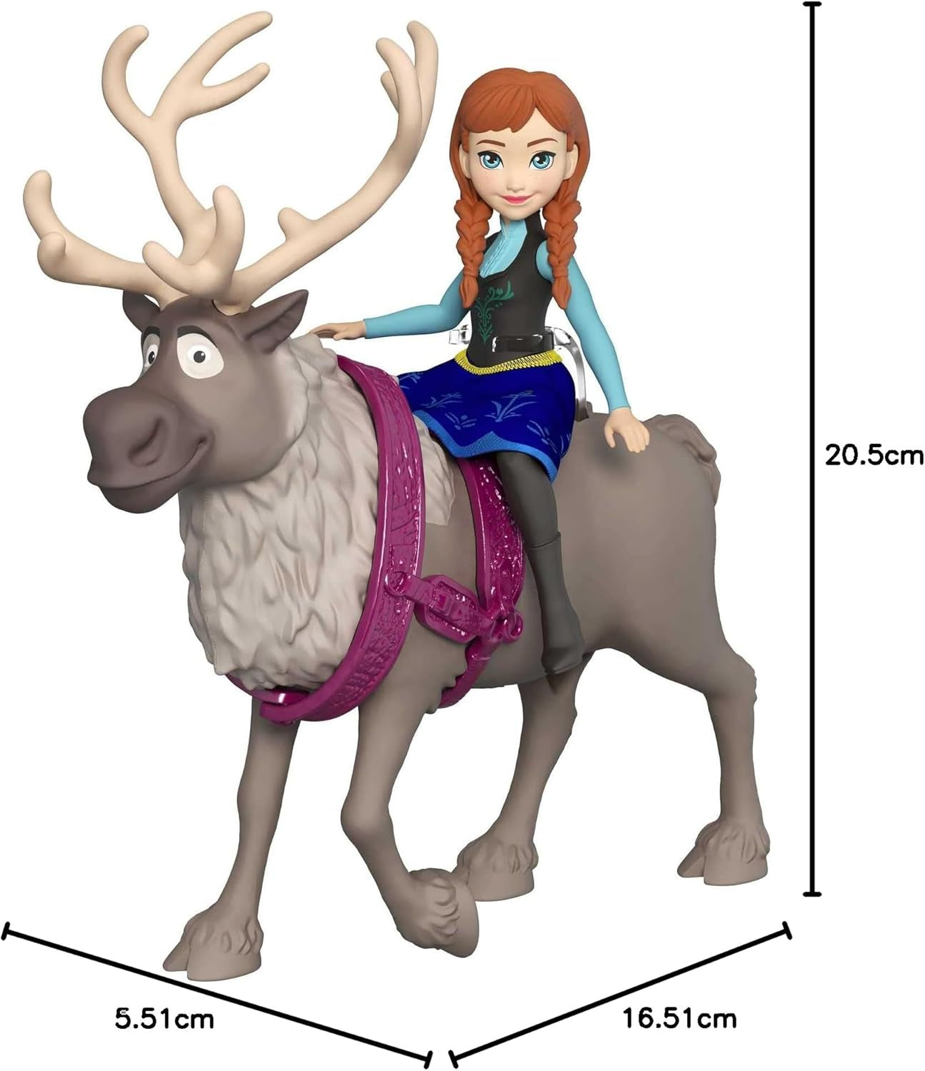 Mattel DISNEY De ijskoningin Anna & Sven pop en dierenfiguur, geïnspireerd door de geanimeerde personages, beweegbare ledematen, afneembare rok en cape, voor kinderen vanaf 3 jaar, HLX03 Naty Shop-poppen