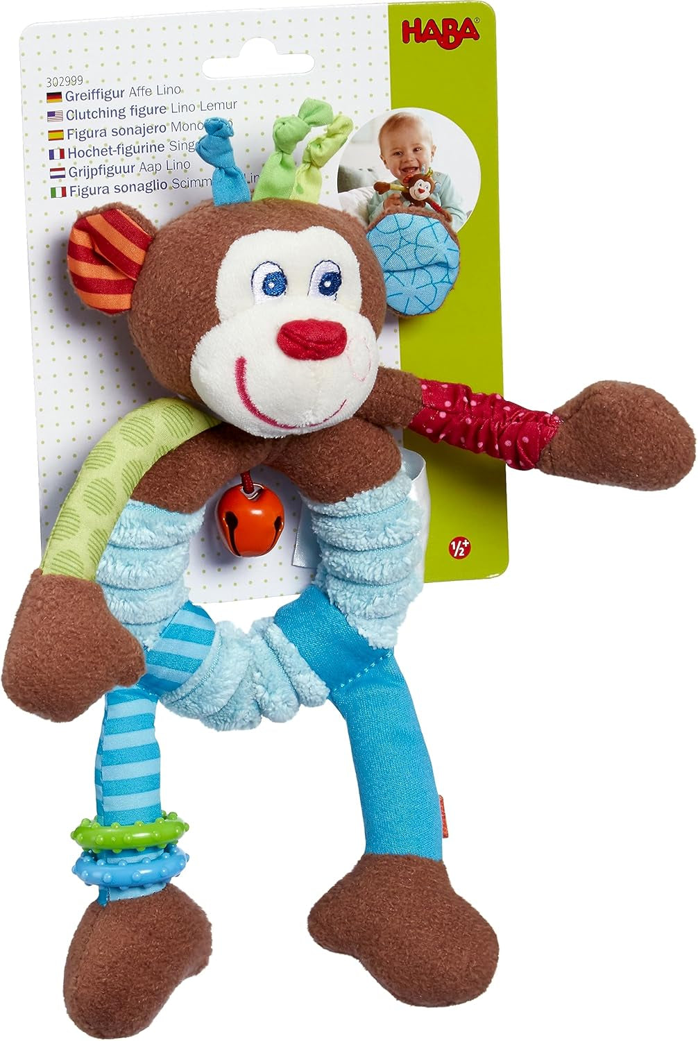 HABA 302999 - Lino het aapje, knuffel met veel effecten om mee te spelen en te ontdekken, speelgoed voor kinderen vanaf 6 maanden Speelgoed Bebe Naty Shop