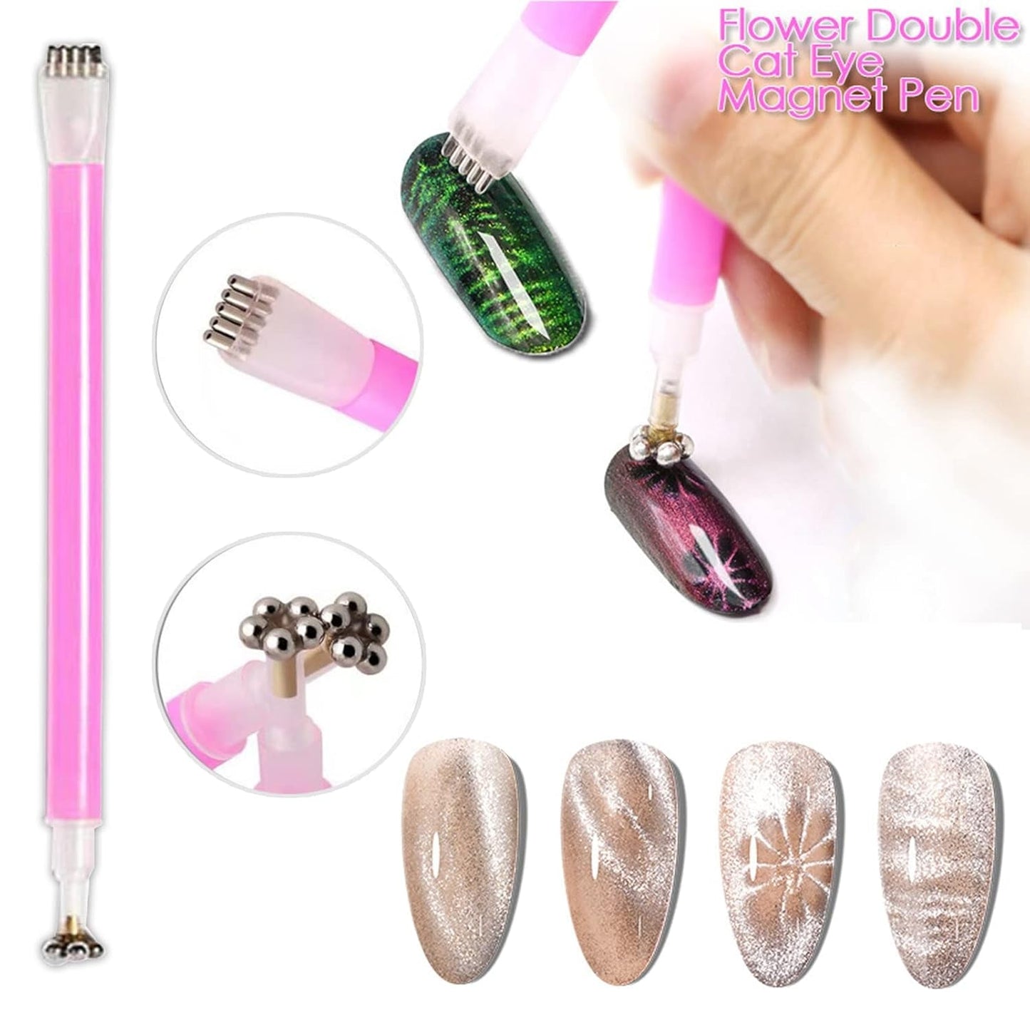 14 Stück Nail Art Werkzeug Magnetstift DIY Magic 3D Magnet Stick Set Verwendung Mit Cat Eye Gel Pulver Oder Nagelack - Magnetic Stift Katze Eye Pen voor ideale Katzenaugen Magische Effekt