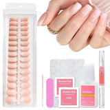 240 stuks gradiënt vierkante nagels set, naakt witte gradiënt kunstnagels voor oliepenlijm, medium ombre natuurlijke nepnagels voor vrouwen DIY (naakt vierkant)