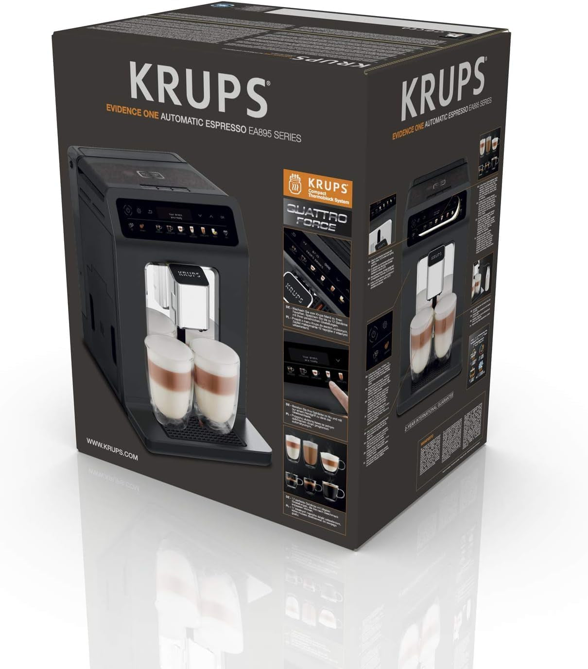KRUPS Evidence One automatische espressomachine met melkslang, one-touch cappuccino, 12 speciale dranken, 2-kops functie, kleurendisplay, espressomachine, TÜV certificaat, zwart, EA895N10