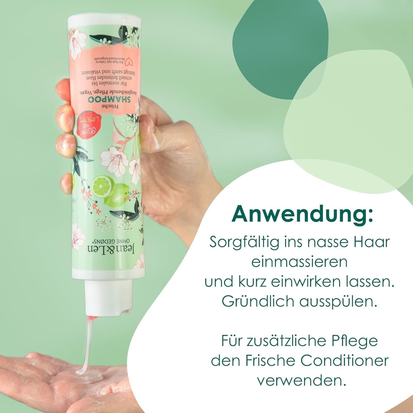 Jean & Len Green Tea & Lime vochtinbrengende shampoo, voor normaal tot vet haar, 300 ml Douche en bad Jean & Len Green Tea & Lime