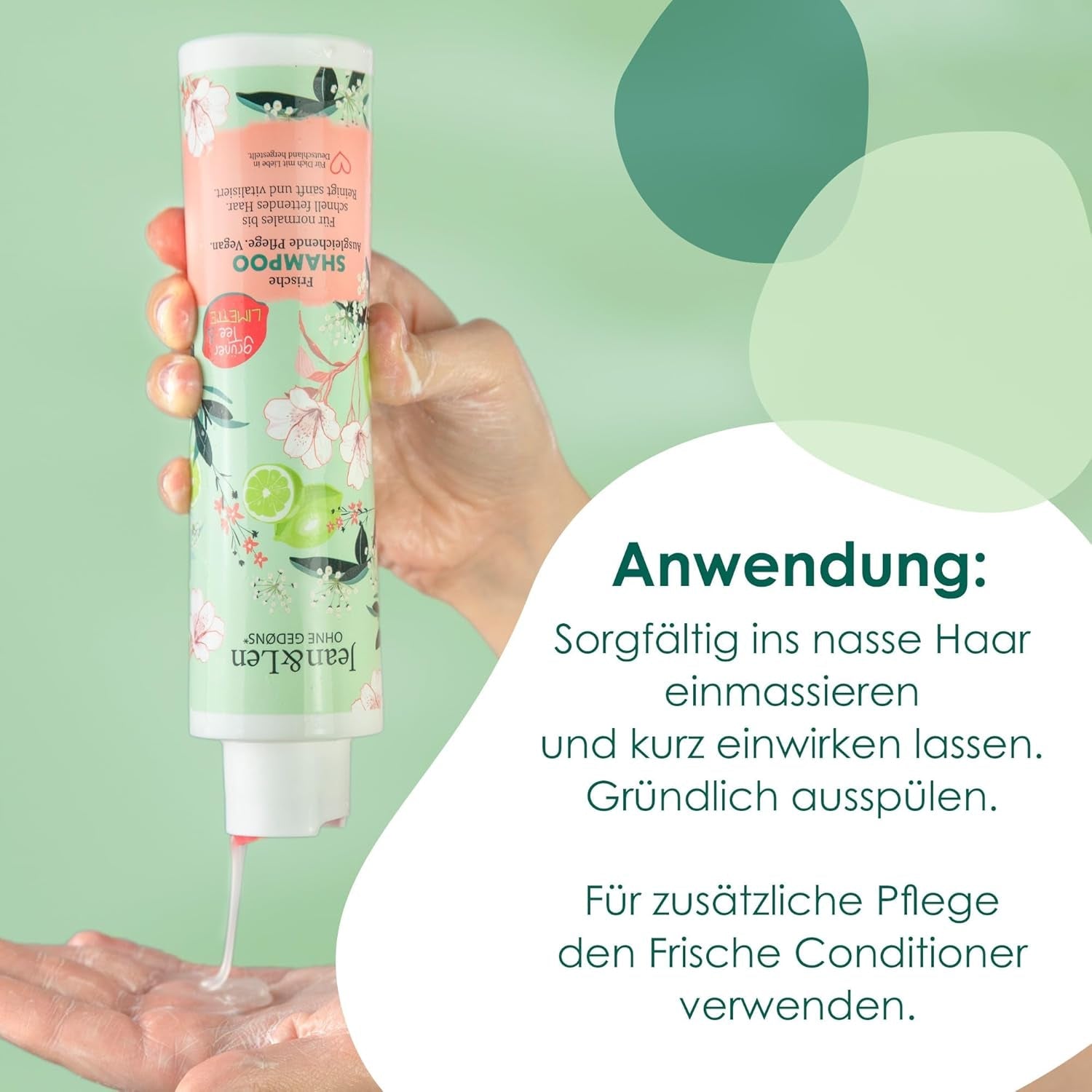 Jean & Len Green Tea & Lime vochtinbrengende shampoo, voor normaal tot vet haar, 300 ml Douche en bad Jean & Len Green Tea & Lime