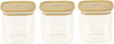Set van 3 vierkante glazen containers met bamboe deksel-800ml, borosilicaatglas, bamboe, siliconen, naturel, 11 x 11 x 11 cm Naty Shop voedselbewaardozen 11 X 11 X 11 cm