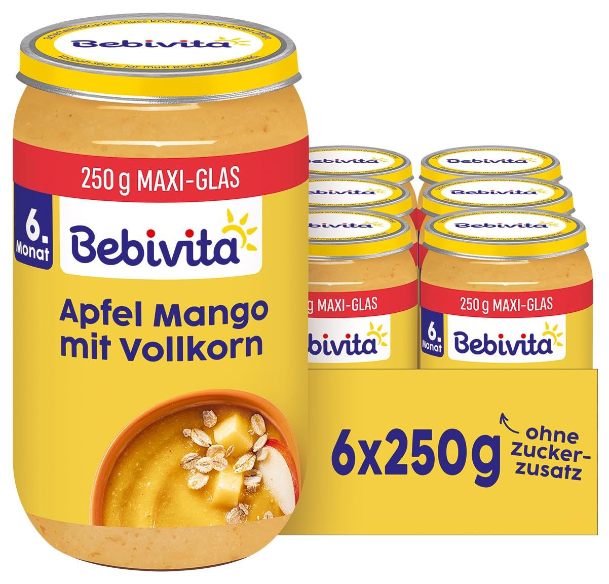 Fruit en granen met appel en mango en volkoren, 250g, verpakking van 6 (6x250g)