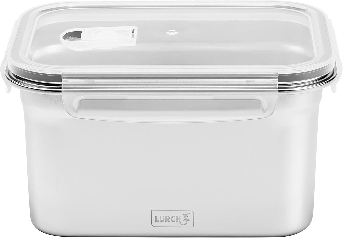 Lurch 240895 Lunchbox Hoge kwaliteit roestvrijstalen veiligheids-/opbergdoos met BPA-vrij plastic deksel 2000 ml Doorzichtige voedselbewaardozen Naty Shop 2000 ml