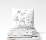 Kinderbedlinnen, vos, uil en bosdieren, 100% katoen Beddengoed - kinderen Naty Shop