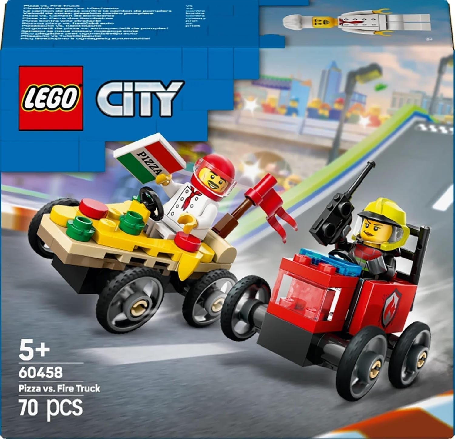 LEGO City pizzabezorgbus vs. Pizza Truck - Zeepkist speelgoed voor meisjes en jongens vanaf 5 jaar - Bouwset met minifiguren van 2 chauffeurs - Verjaardags- en feestdagencadeau 60458 Bouwsets Besuche den LEGO-Store