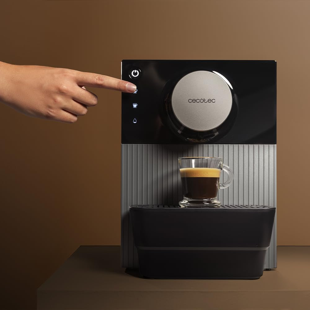 Cecotec Cremmaet Cube compacte espressomachine, 1350 W, perssysteem 10 g, pre-infusiesysteem, 19 bar, thermoblock-systeem, 5 maalstanden, touch-bedieningspaneel