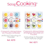 Scrapcooking - Set van 9 poedervormige kleurstoffen voor levensmiddelen - Blauw, Geel, Roze, Paars, Oranje, Limoengroen, Rood, Poederroze, Zwart - Eetbare kleurpoeder voor cakes, muffins, macarons - 4270