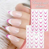 12 Stück French Tip Nagelsticker Selbstklebend Bunte French Nails Schablone Nagelaufkleber Nail Art Stickers Nageldesign DIY Nägel Zubehör(12 kleuren)