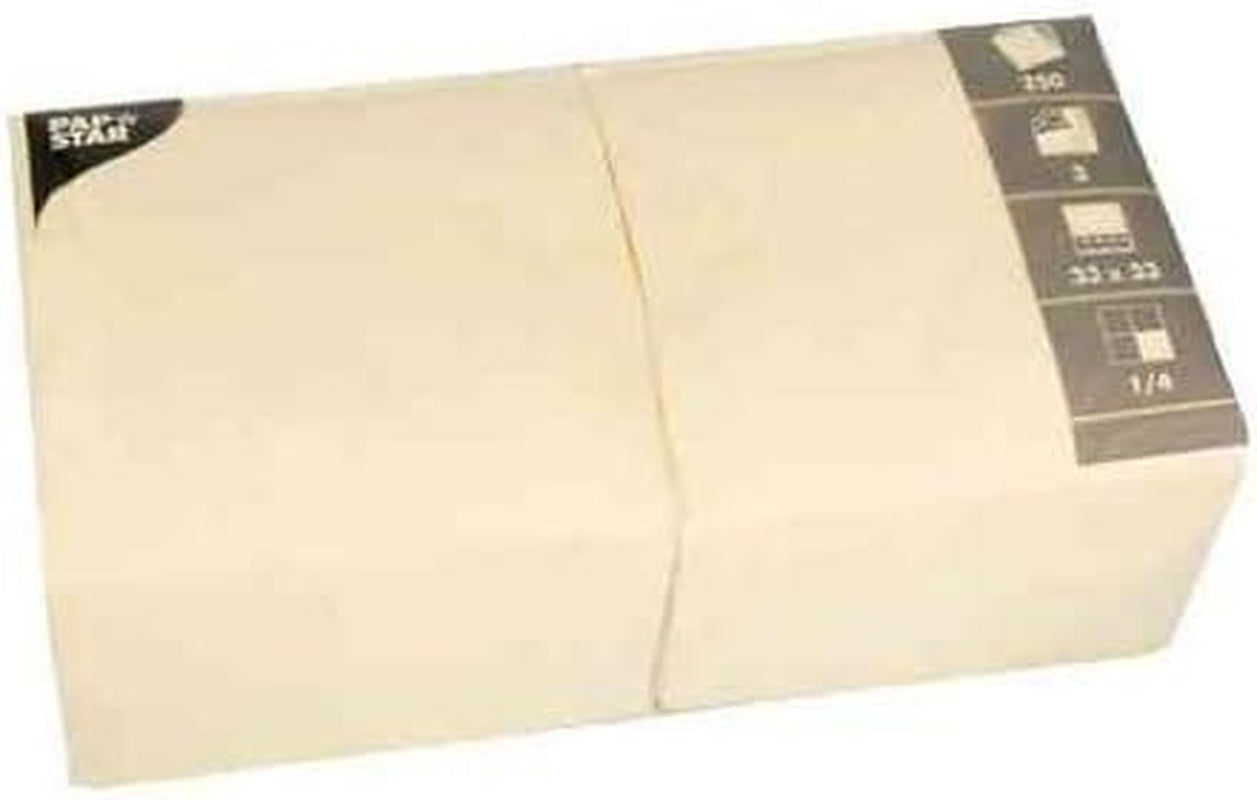 Servetten, 3-laags 1/4-vouw 33 Cm X 33 Cm Crème Voor elk feest en feest. Hoeveelheid: 250 stuks