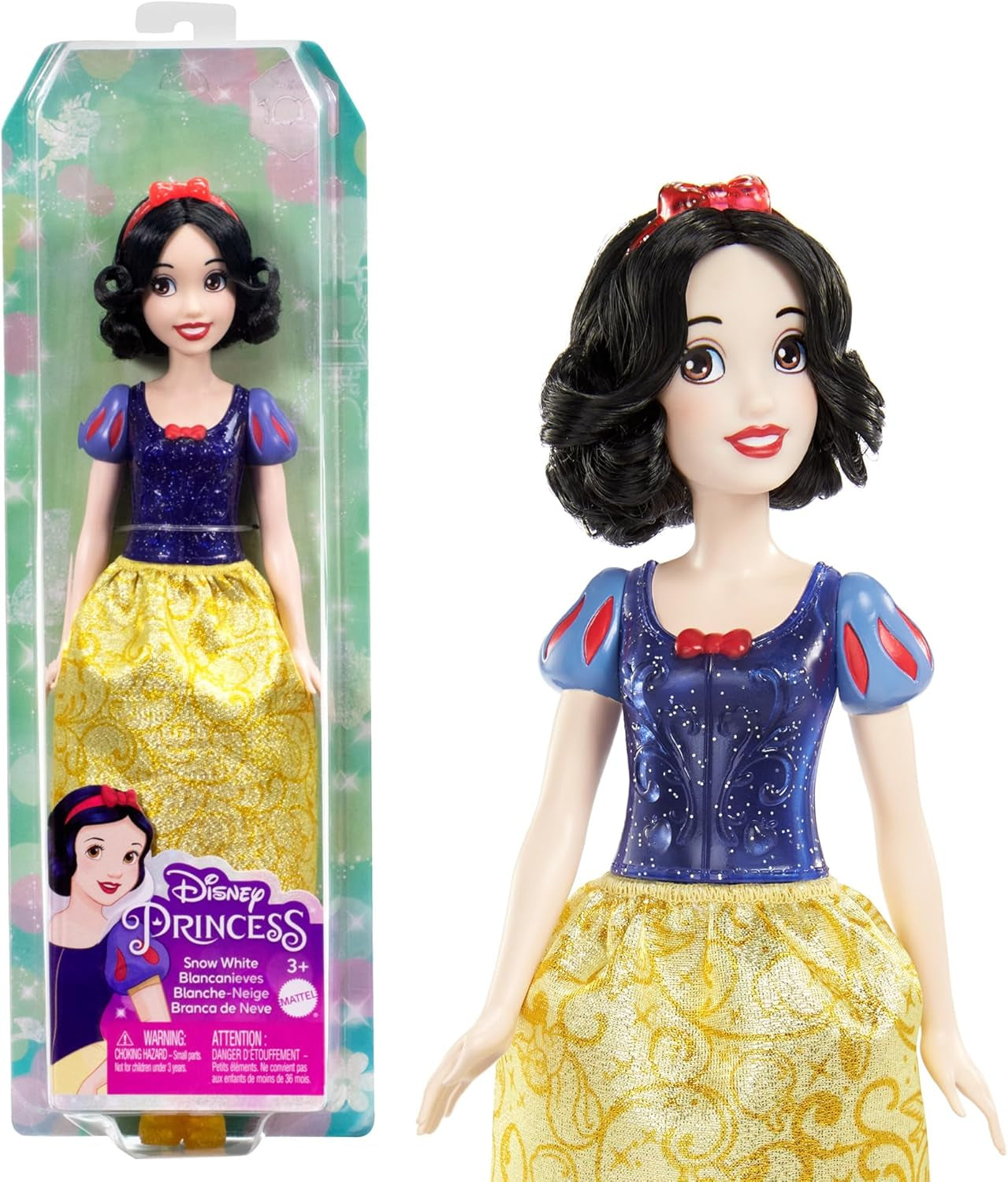 Mattel Disney Prinses Speelgoed Sneeuwwitje Beweegbare pop met fonkelende kleding en accessoires Op Disneyfilm geïnspireerd cadeau voor kinderen HLW08 Naty Shop Dolls Haarband