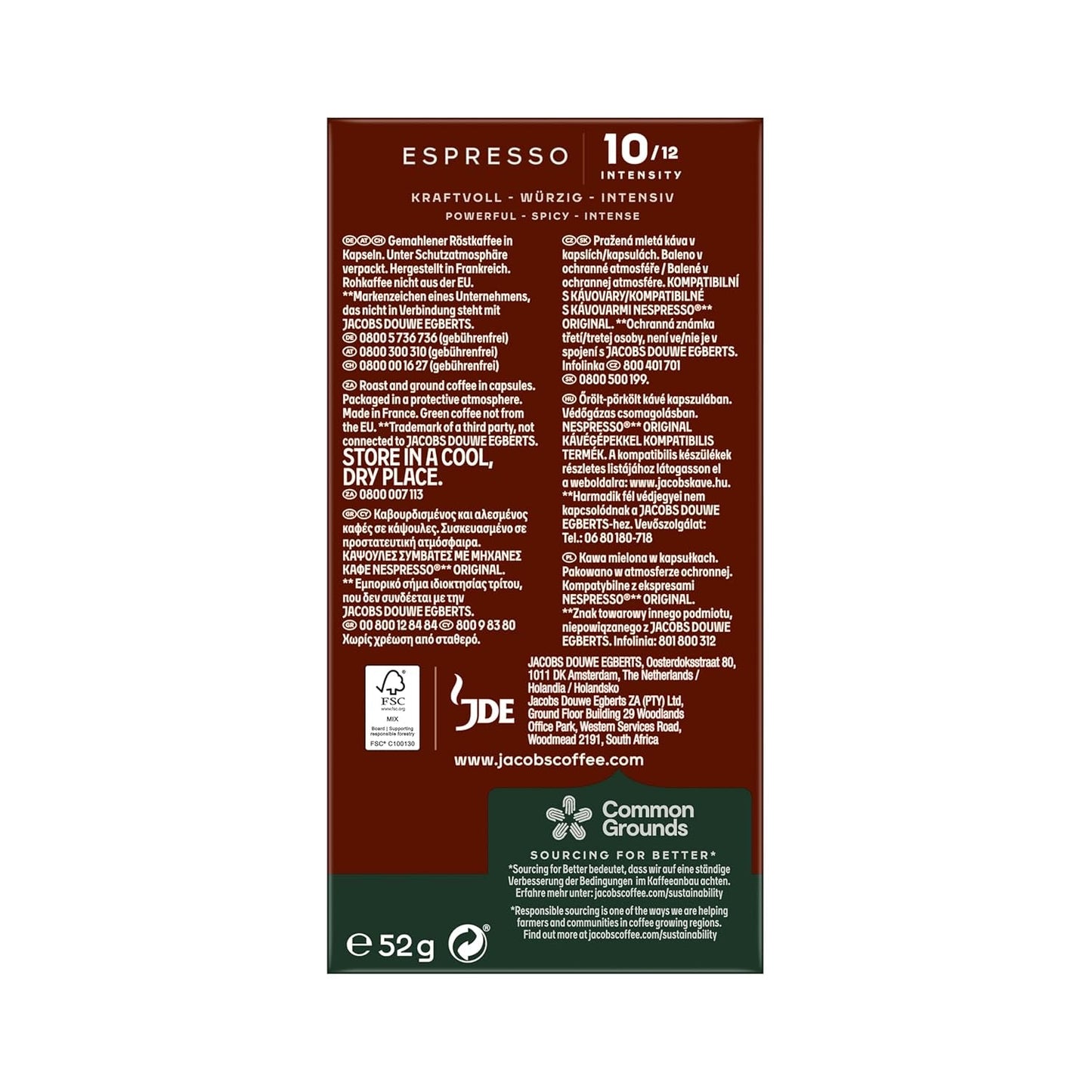 Jacobs Kaffeekapseln Espresso Intenso, Intensität 10/12, 10 x 10 Getränke, Nespresso* compatibel Kaffee Kapseln, 100 Kapseln