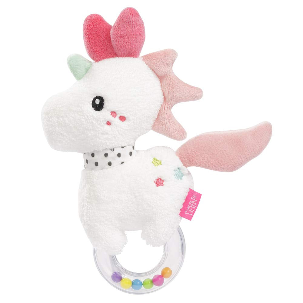 Fehn Octopus Speelgoed Ringbel - Rammelaar, piep, voel Motoriek Speelgoed - Zachte stof Babyknuffel - Baby- en peuterspeelgoed 0+ maanden Babyspeelgoed Naty Shop Eenhoorn