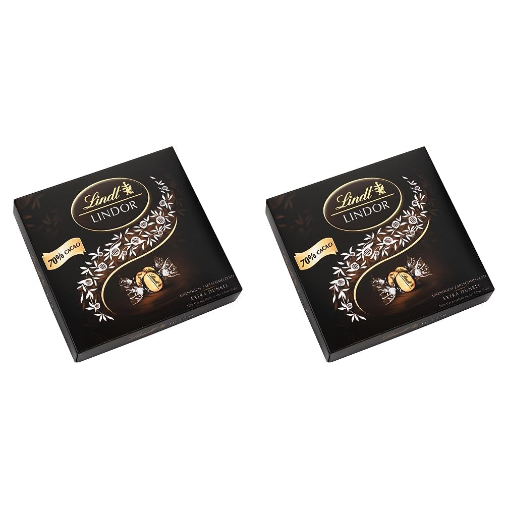 Geschenkdoos LINDOR Extra Zwart 70% Cacao, Geschenkchocolade, ca. 15 LINDOR-truffels, 186 g (pak van 2)