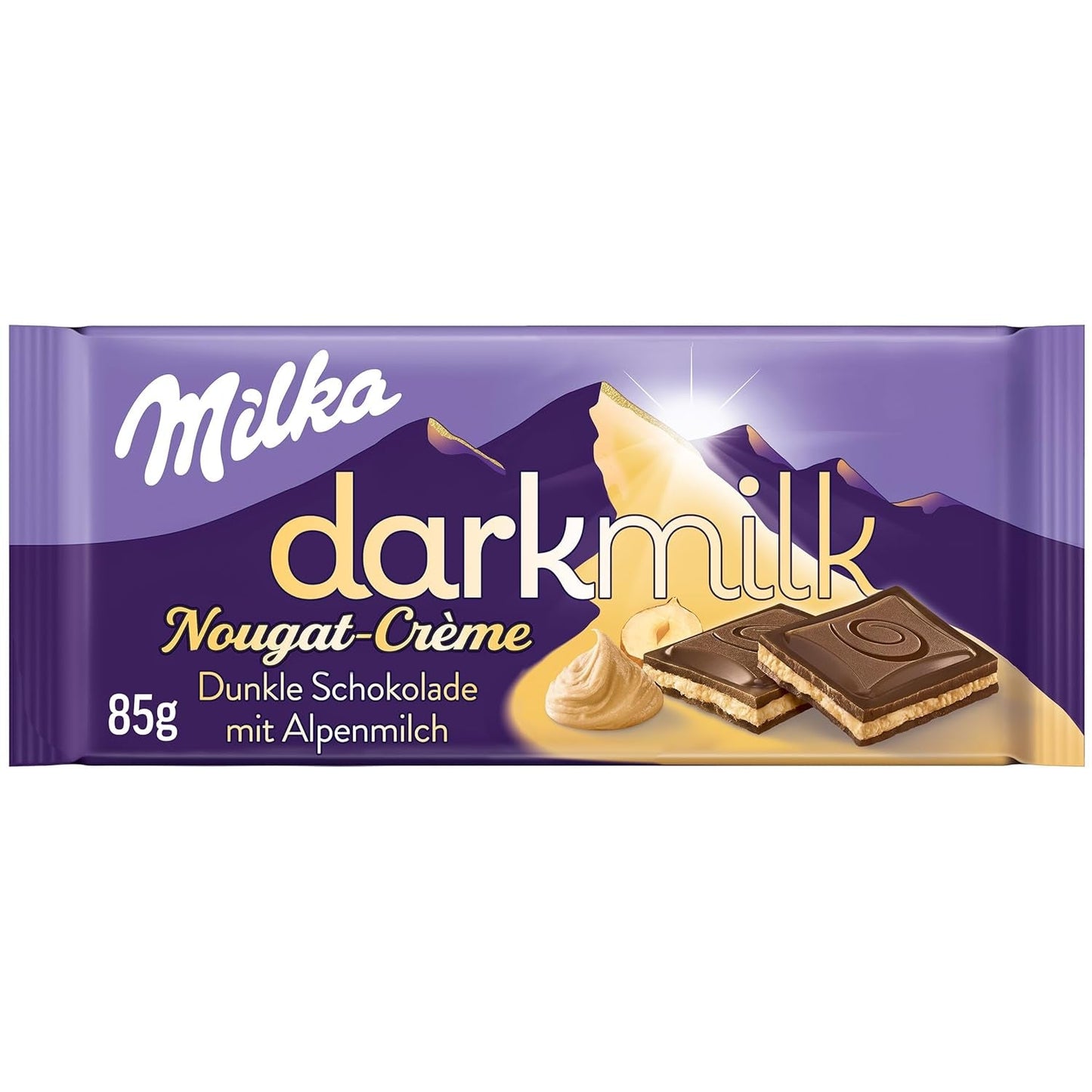 Milka Black Milk – Zwarte Alpenchocolade met melk en romige nougatvulling – 85g