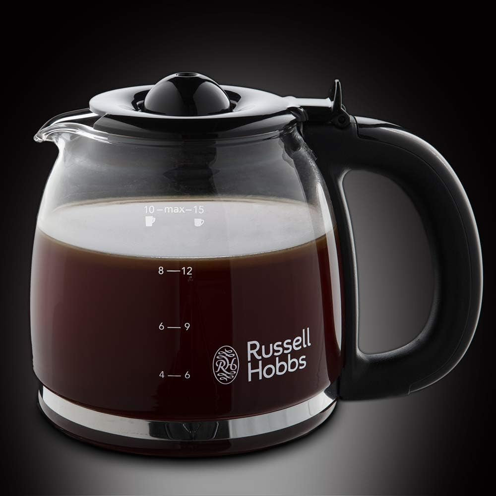 Russell Hobbs koffiezetapparaat [digitale timer, douchekop voor optimale extractie en aroma] Colors+ Creme (1 tot 10 kopjes, glazen karaf van 1,25 liter, verwarmingsplaat, 1100 W) Filterkoffiezetapparaat 24033-56