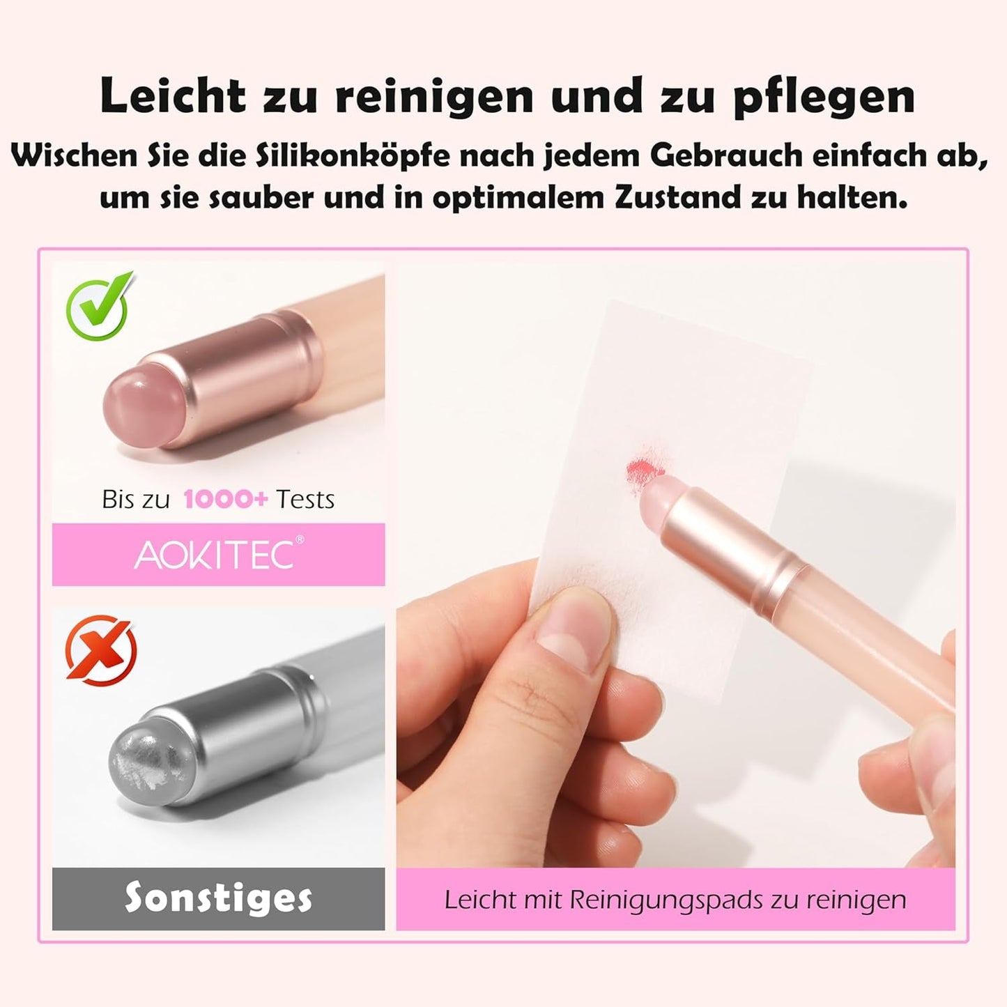 Aokitec 14 Stück Silikon Tool Nägel Pinsel voor Gel Nailack UV, Wiederwendbare Gel Pinsel voor UV Nailack Chrome Nail Powder, Nail Art Zubehör Für Ombre Blush Mirror Effekt, Nägel Selber Machen