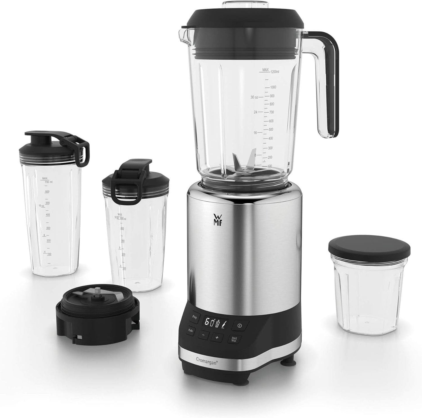 WMF Kult Pro Multifunctionele mixer Hoogwaardige mixer, 30.000 U/Min, Smoothie Maker, Standmixer, Ice-Crush-functie, 4 Mixbehälter Inkl. Togo-Verschluss Keuken Naty Shop