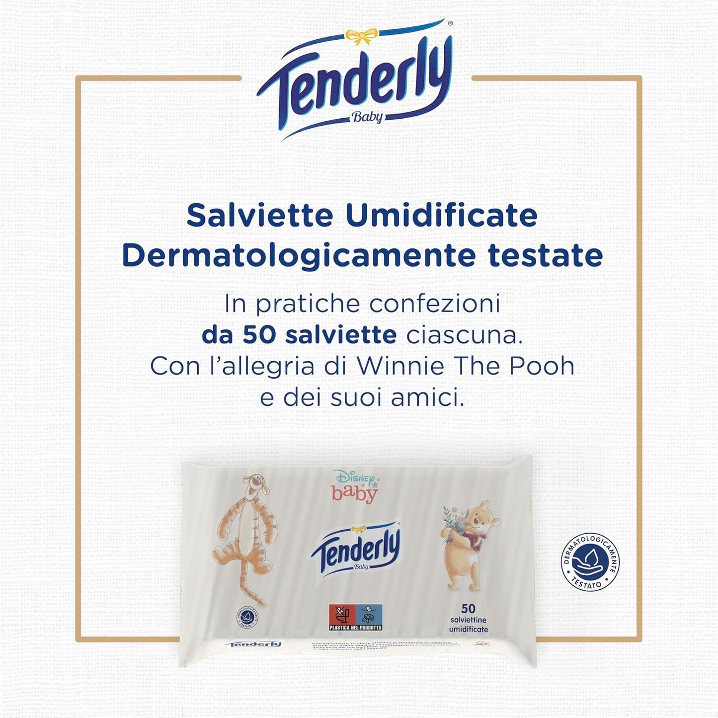 Baby Disney vochtige doekjes, 50 zachte doekjes, ideaal voor de dagelijkse reiniging van de baby, met Disney-figuren, gemaakt in Italië, dermatologisch getest