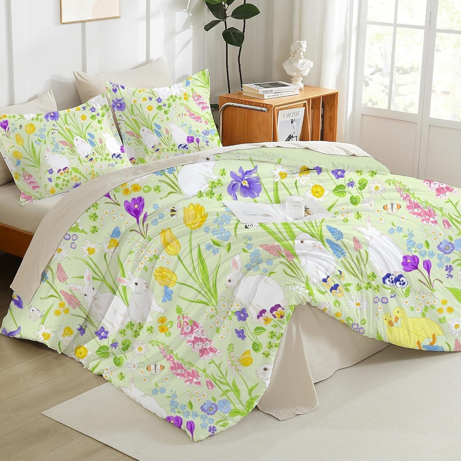 Beddengoed voor kinderen, verschillende maten en verschillende geanimeerde karakters Beddengoed - kinderen Naty Shop Konijn 100X135Cm+40X60Cm