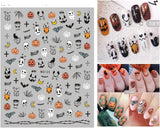 8 Blatt Nagelsticker Halloween Nagelstickers Selbstklebend Niedliches Kürbis-Schädel-Spinnennetz Niedlichen Kinder Geist Nail Art Sticker Decoratie Nageldesign Zubehör