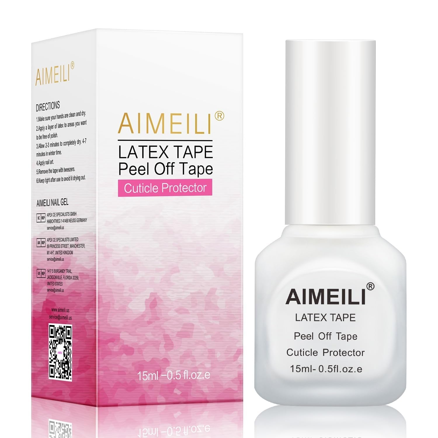 AIMEILI Latex Peel off Tape Nagelleck Korrektor Hautschutz Fingerschutz Für Nail Art Palissade Geruchlos Wit 15Ml