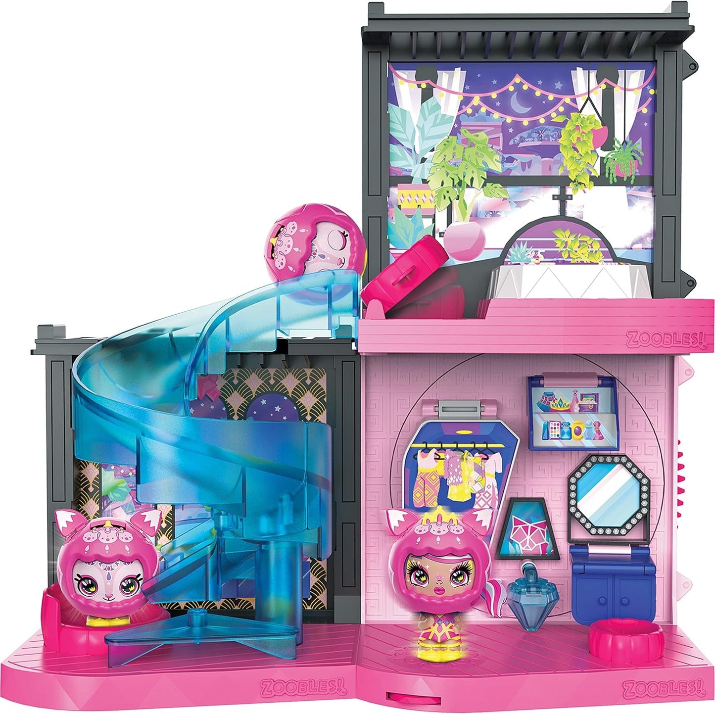 Zoobles Magic Mansion Transformeerbaar droomhuis met 6 kamers, glijbaan en accessoires