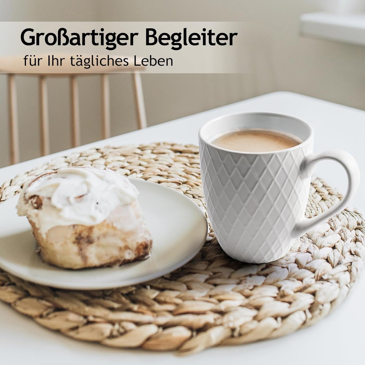 MIAMIO - Keramische serviesset, 24-delig, gecombineerd servies voor 6 personen - Vaatwasmachine- en magnetronbestendig - Palmanova-collectie (wit)