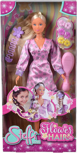 Simba 105733640 - Steffi Love Flower Hair, pop met extra lang haar, inclusief 6 clips, vlechtaccessoire en kam, 29 cm, vanaf 3 jaar