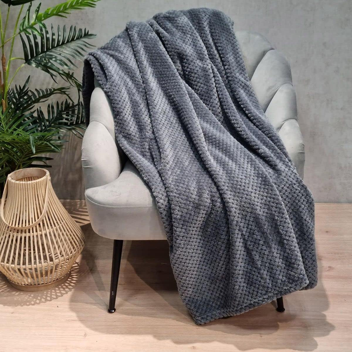Sprei HOMLA Noah 220 X 240 Cm - sprei bank comfortabele sprei deken - pluizig en zacht - grijs polyester Bedden en dekens Besuche den HOMLA-Store