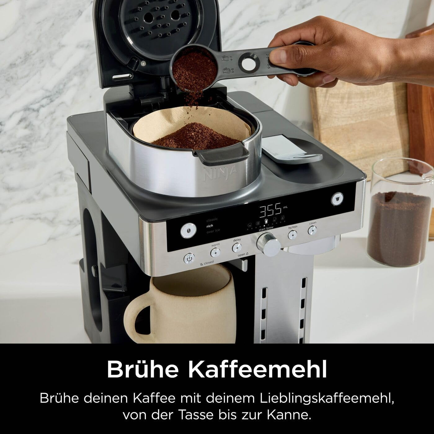 Ninja Prestige 2-in-1 filterkoffiezetapparaat met capsules en geïntegreerde melkopschuimer, voor latte, ijskoffie en Flat White, zwart CFN802EU