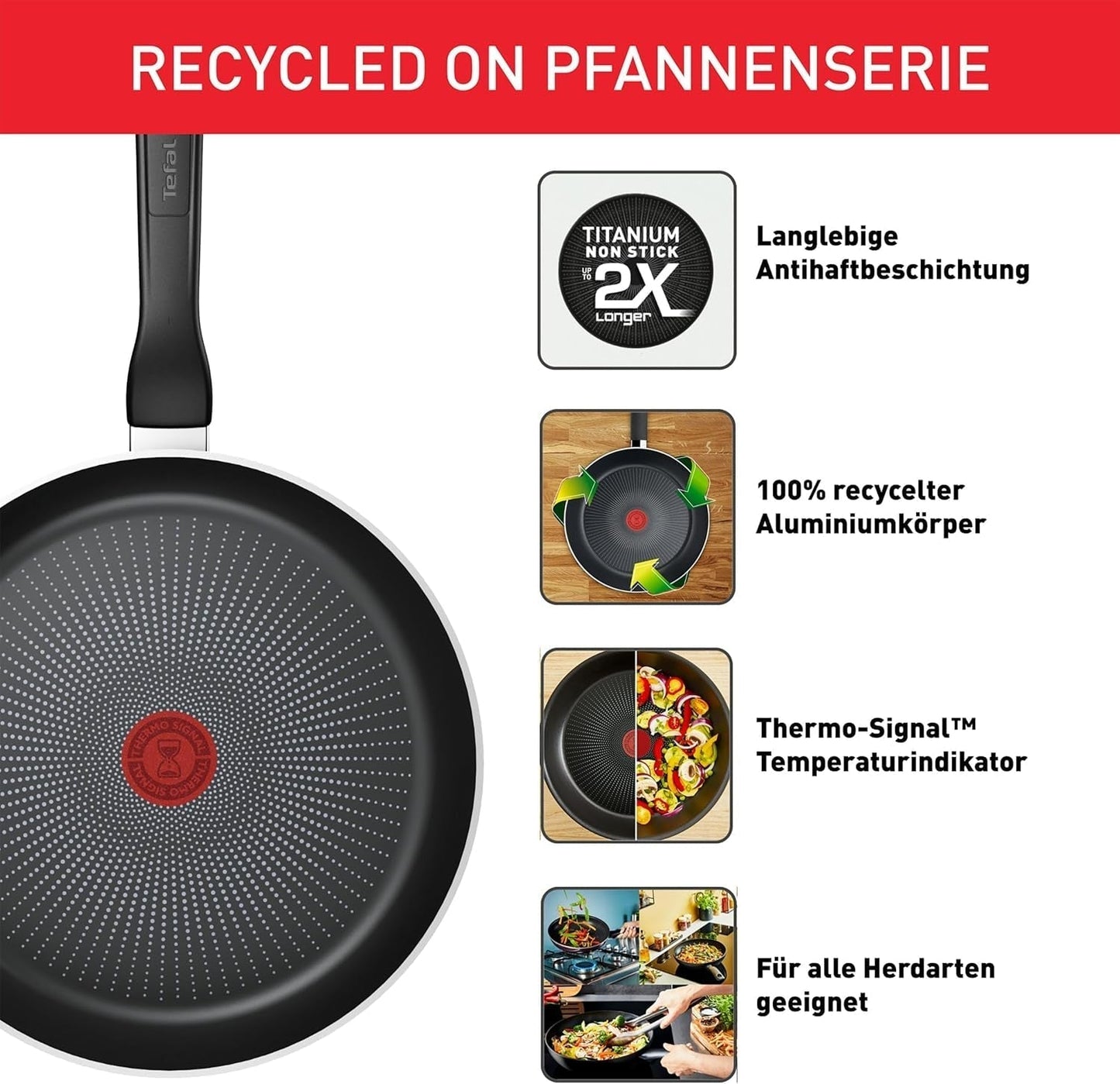 Tefal Recycled on, 100% gerecyclede aluminium pan, antiaanbaklaag, inductie Potten en pannen Naty Shop