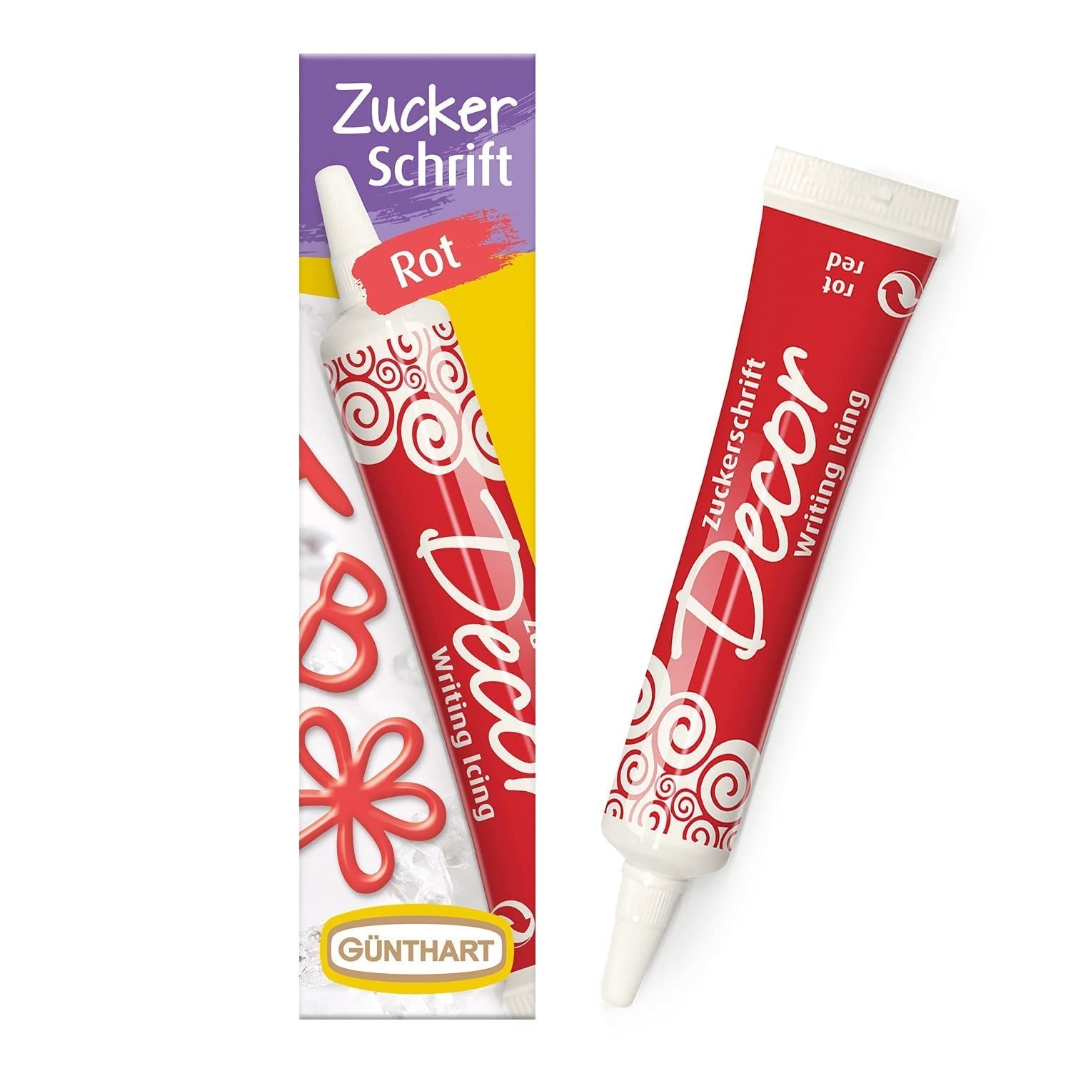 Günthart Backdecor 25 g Suiker met letters GOUD Voor alle desserts in gouden kleur Van suiker voor mooie letters en designs, 1 pakje (25 g)