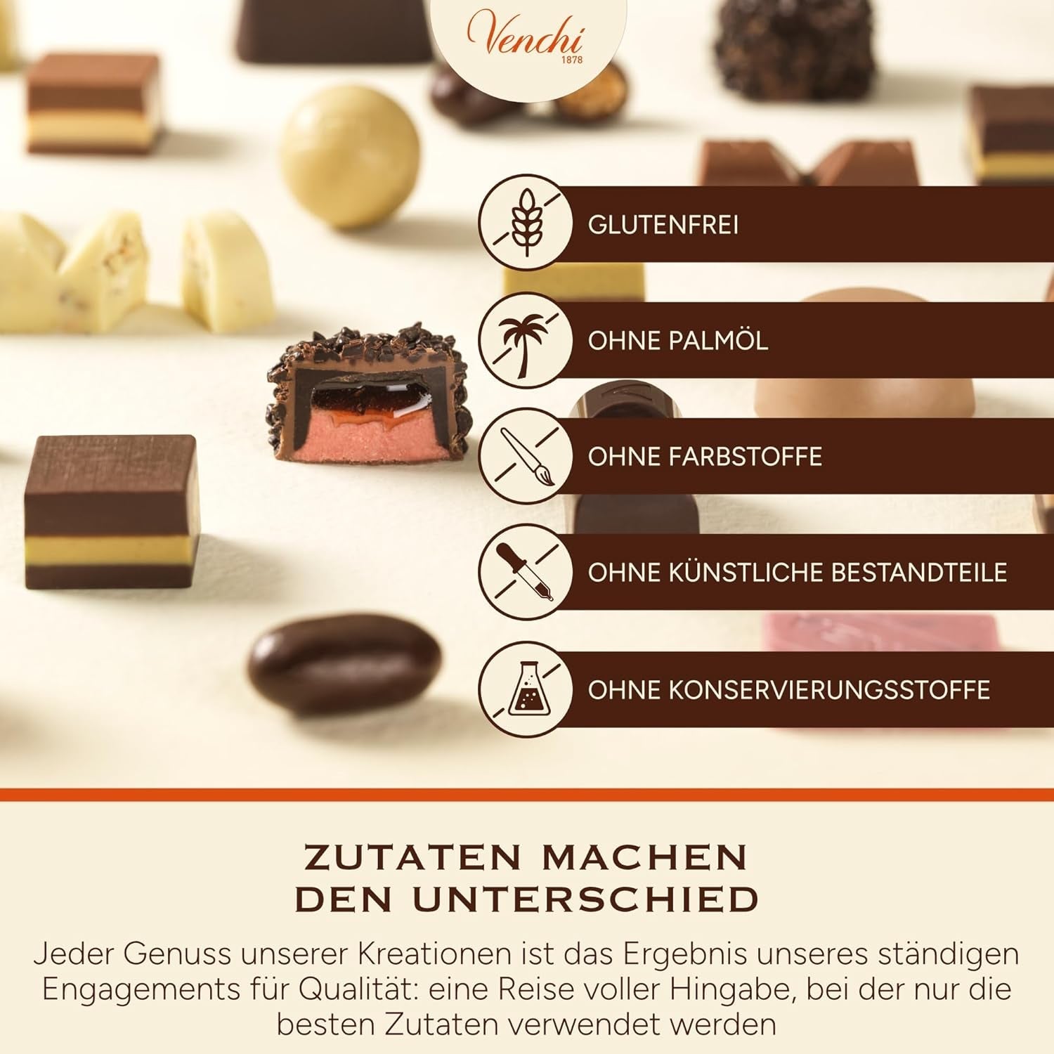 Venchi - Cremini 1878 - Drielaagse chocolade met gianduja met melk en amandelspijs, "Piemontese Hazelnoten BGA", 1 kg, glutenvrij, zonder kleurstoffen en zonder bewaarmiddelen