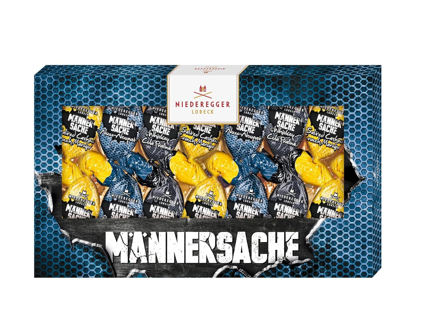 Niederegger | Paascadeau | Voor mannen | 1 x 175 g | Varianten: Whiskey en Cola Praliné, Hazelnoot Nougat, Gezouten Cashew Krokante Marsepein | Omhuld met melkchocolade | Paaseieren | Paascadeau