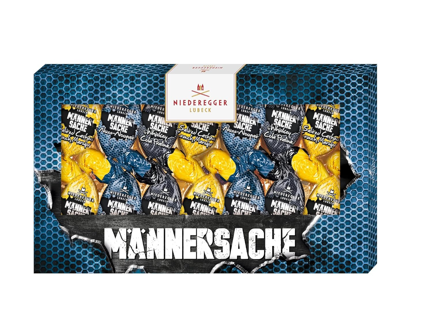 Niederegger | Paascadeau | Voor mannen | 1 x 175 g | Varianten: Whiskey en Cola Praliné, Hazelnoot Nougat, Gezouten Cashew Krokante Marsepein | Omhuld met melkchocolade | Paaseieren | Paascadeau