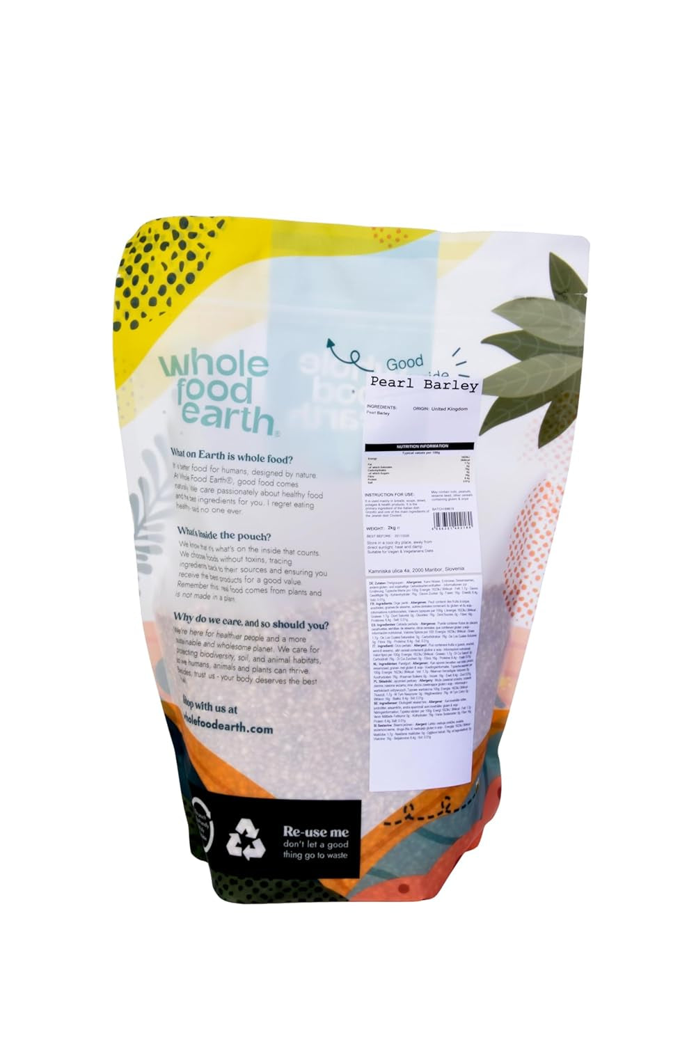Wholefood Earth parelgort - non-GMO - vegan - zuivelvrij - geen toegevoegde suikers, 2 kg