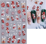 JMEOWIO Nagelsticker Weihnachten 6 Blatt Nail Art Sticker Selbstklebend Nagelaufkleber Schneeflocke Winterurlaub Niedlich Decoratie Nageldesign Zubehör