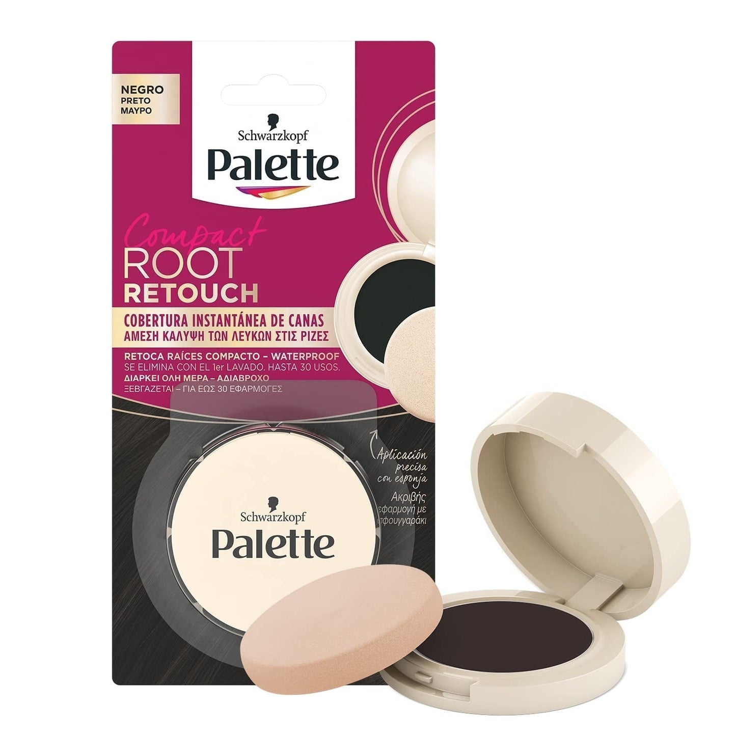 Palette Compact Root Retouch Retouch Root Powder, compact, kastanjebruin, 1 stuk Haarverf Naty Shop 26 G (1 pakje) Zwart