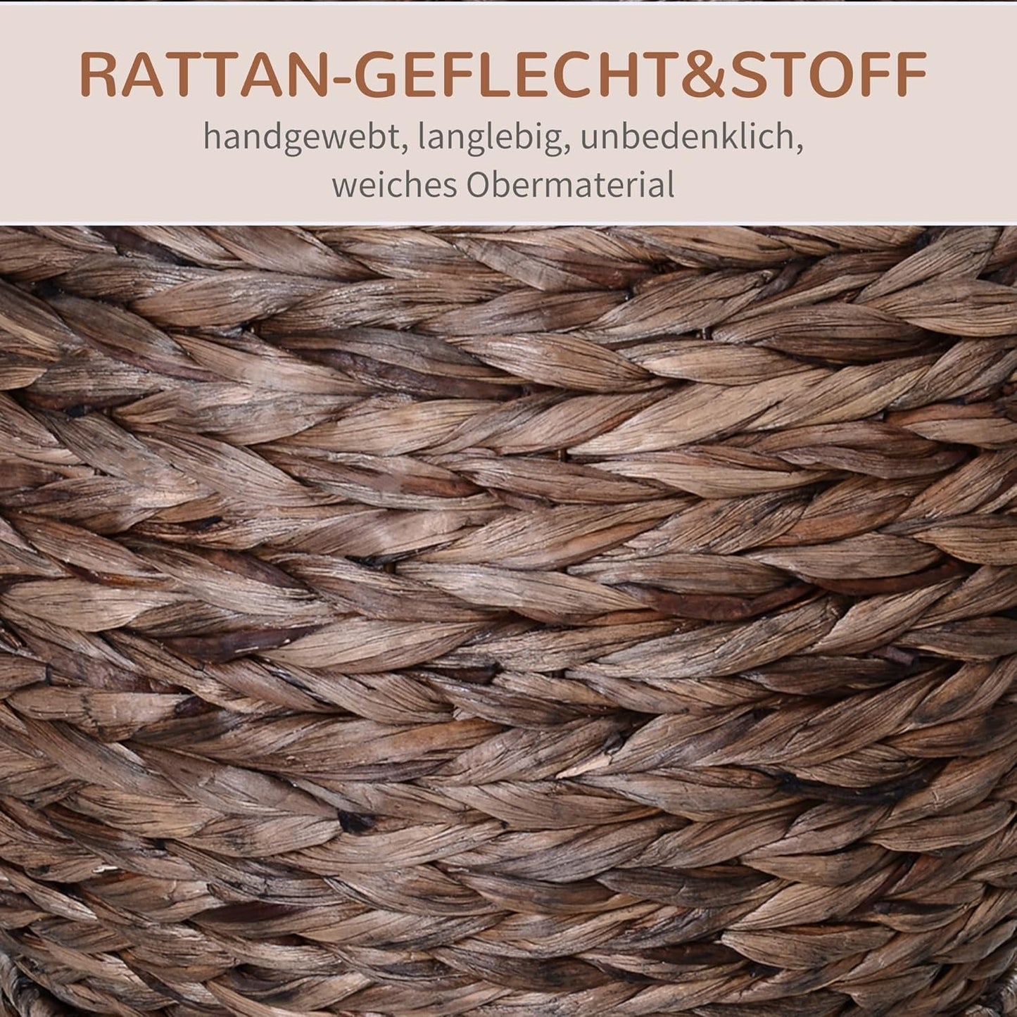 PawHut Rotan Katzenkorb Katzenhöhle Katzenhütte Katzenbett mit Kissen Haustierbett Wasserhyazinthe Kaffee 50 x 42 x 60 cm