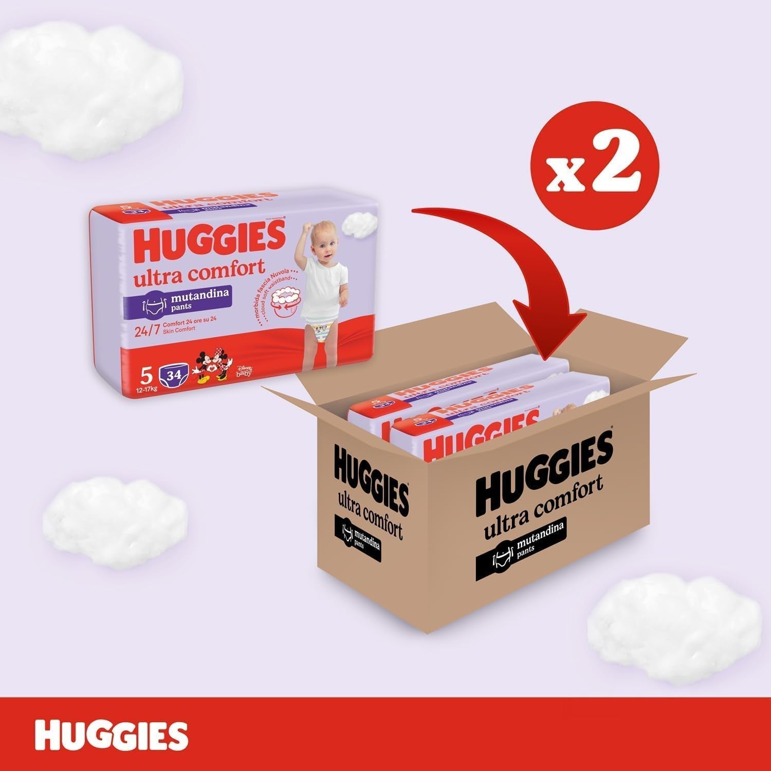 Huggies Ultra Comfort, luierluiers, maat 5 (12-17 kg), verpakking van 68 luierluiers