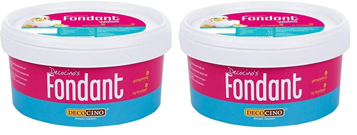 DECOCINO witte fondant - voordeelverpakking van 7 kilogram - ideaal voor het decoreren van taarten, taarten, cakepops - vegan en lactosevrij Naty Shop suikerpasta 1 kg (pak van 2)
