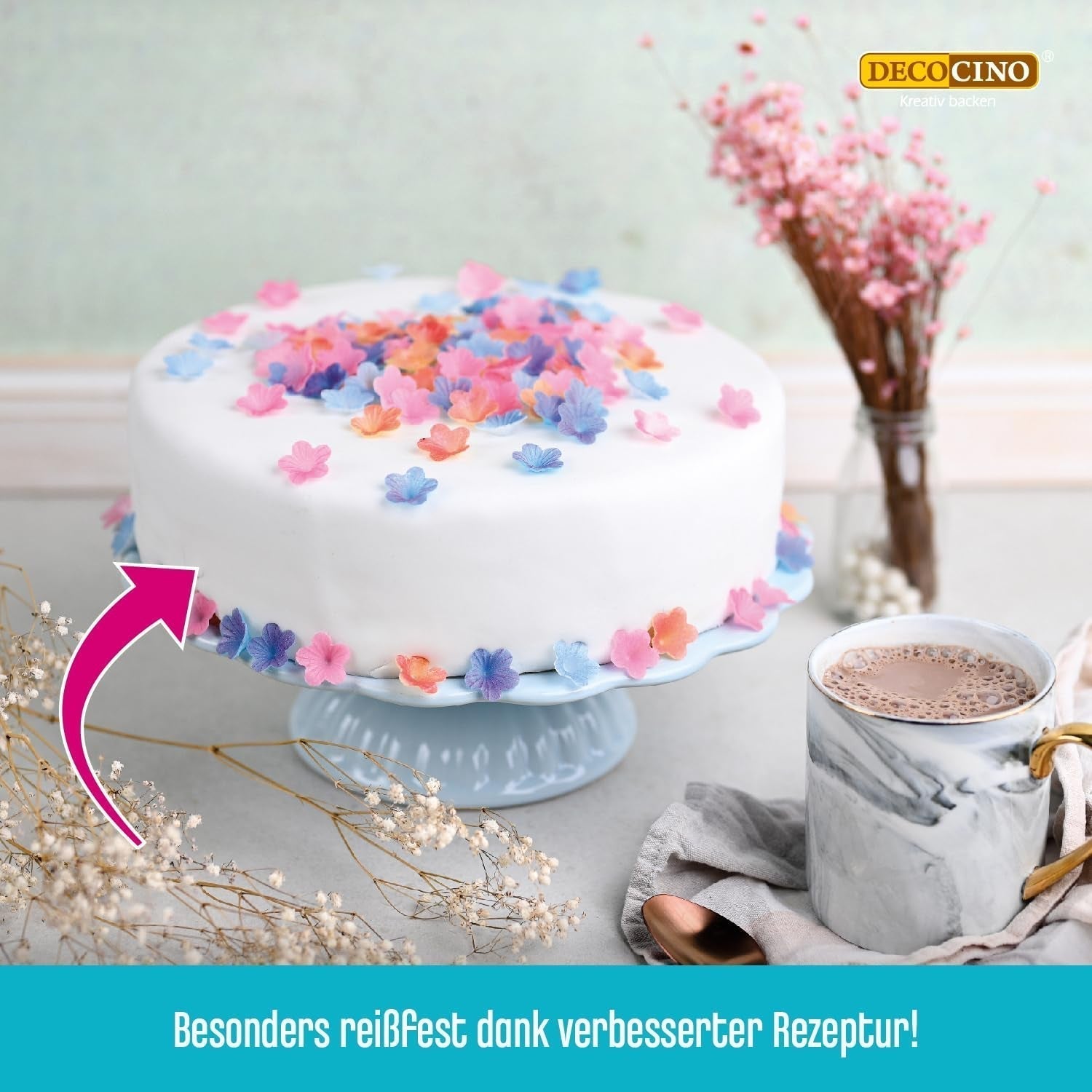 DECOCINO witte rolfondantdeken - 300g - kant-en-klare fondantdeken voor het bekleden en decoreren van taarten en cupcakes - glutenvrij en veganistisch (pak van 2) Naty Shop Suikerpasta