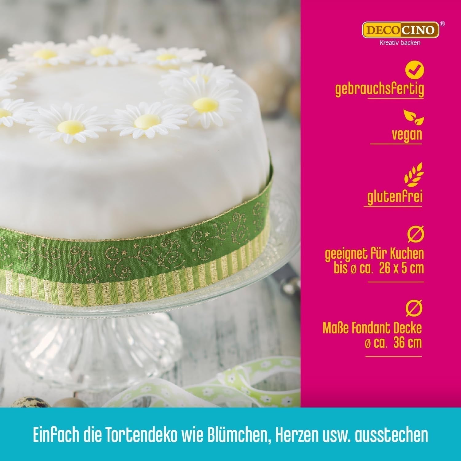DECOCINO witte rolfondantdeken - 300g - kant-en-klare fondantdeken voor het bekleden en decoreren van taarten en cupcakes - glutenvrij en veganistisch (pak van 2) Naty Shop Suikerpasta