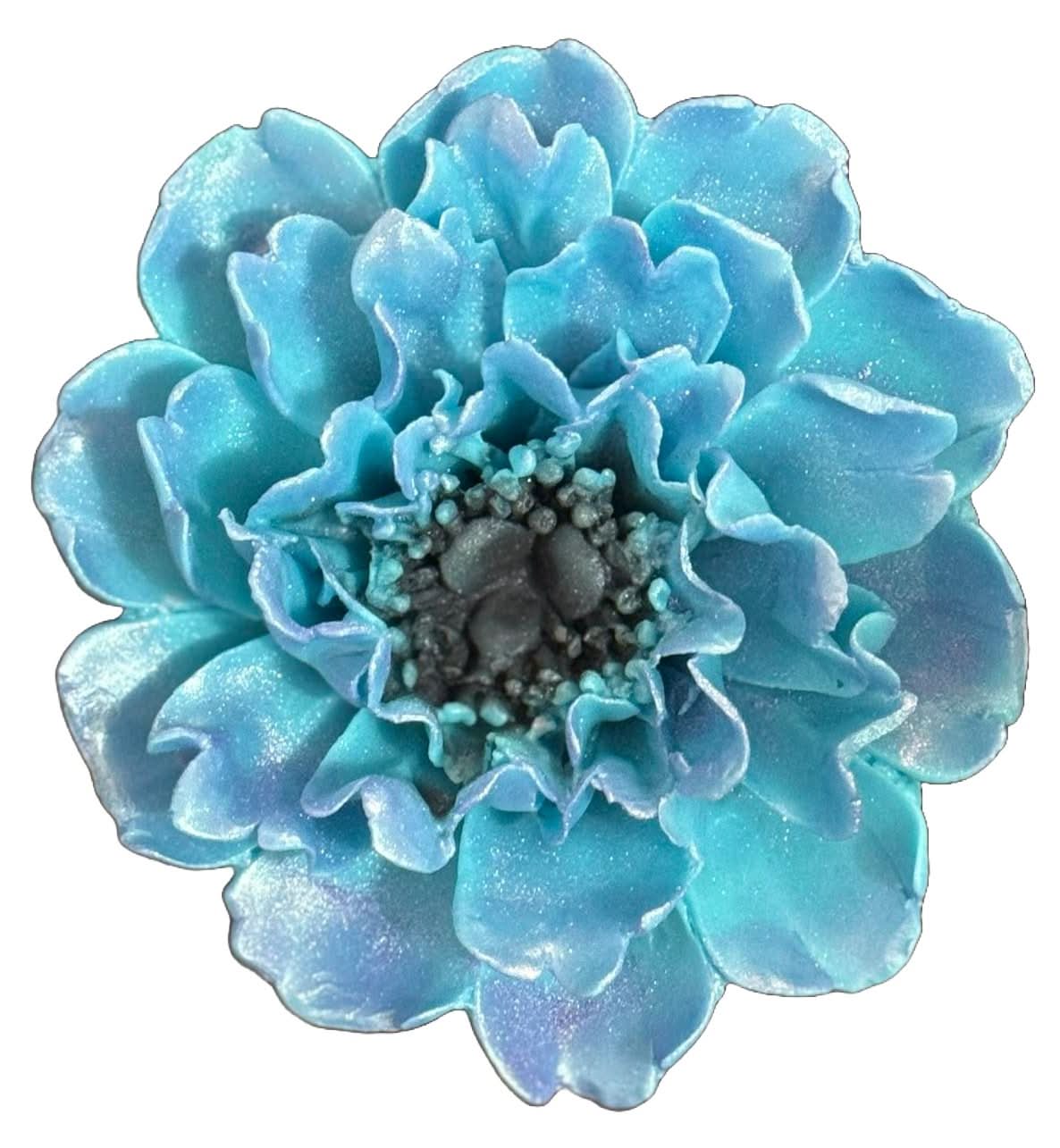 Eetbare suikerdecoratie, turquoise pioenroosdecoraties van Sugar Paste Nati Shop