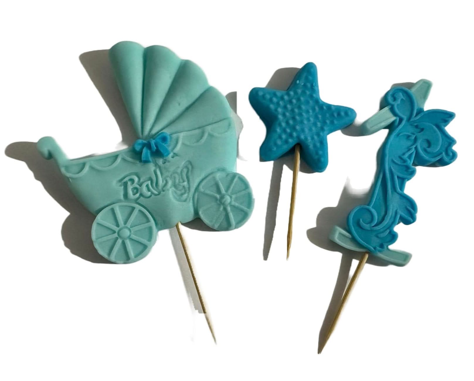 Eetbare suikerdecoratie, nummer 1, blauw en blauw Sugar Paste Decorations Nati Shop