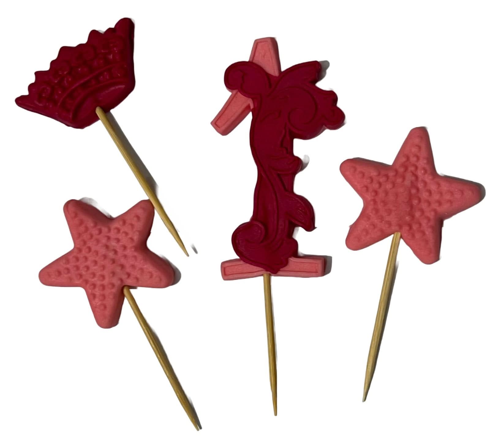 Eetbare suikerdecoratie, nummer 1, roze/fuchsia decoraties van Sugar Paste Nati Shop