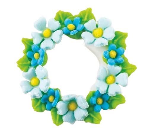 Eetbare suikerdecoratie, Kroon met blauwe bloemen Nati Shop